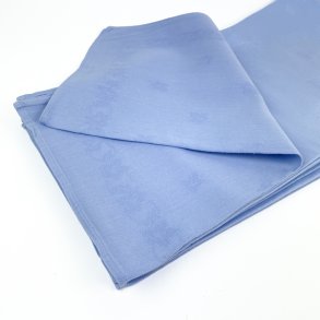 Acht hellblaue Vintage Damast Mundservietten