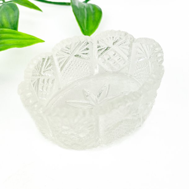 Ovales Vintage Salzgef aus Pressglas