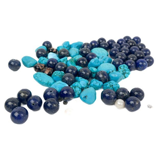 Vintage bl� og turkis perler
