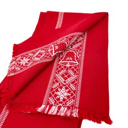 R�d juledug med klokker 160 cm