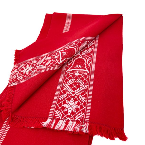 R�d juledug med klokker 160 cm