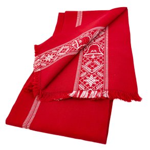 R�d juledug med klokker 160 cm