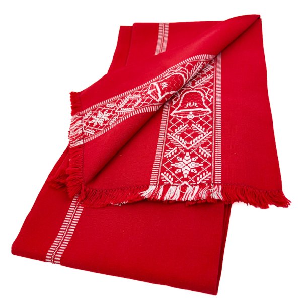 R�d juledug med klokker 160 cm