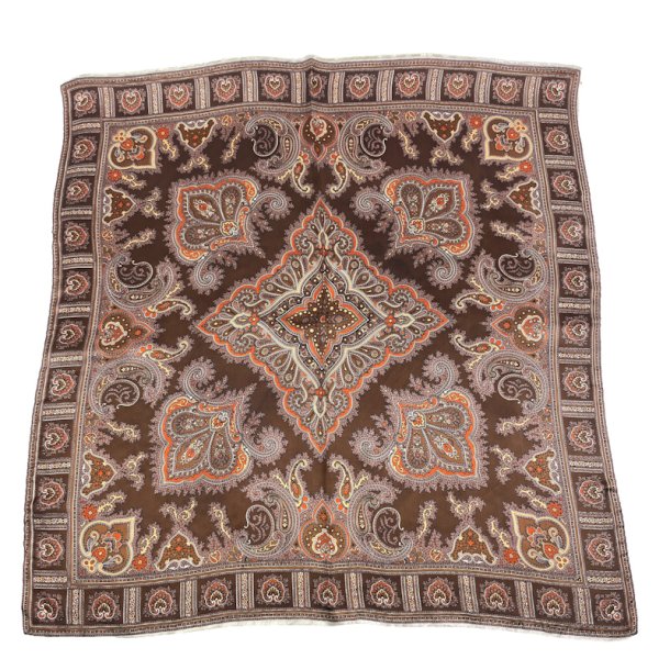 Brunt paisleym�nstret vintage silket�rkl�de