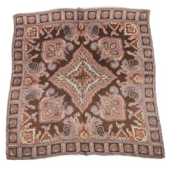 Brunt paisleym�nstret vintage silket�rkl�de