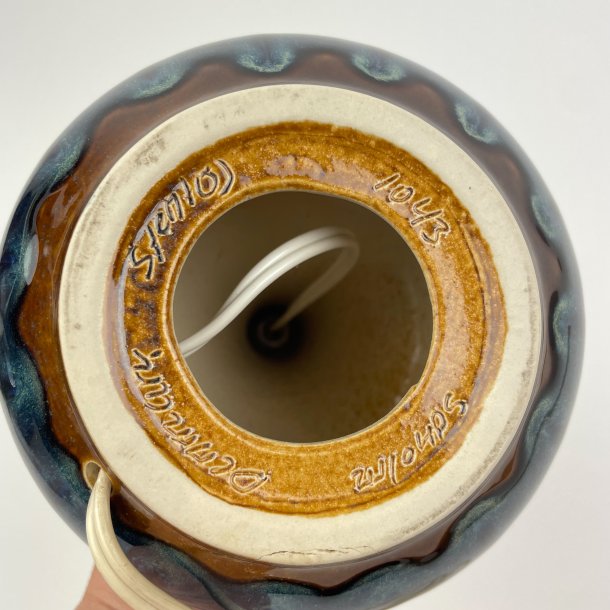 Bl� S�holm keramik bordlampe