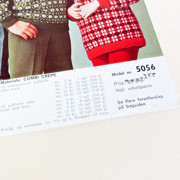 Vintage strikkeopskrift pullover m�nster