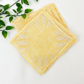 Zehn gelbe Retro-Zwischenservietten mit Stickerei