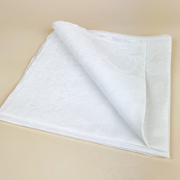 To hvide vintage damask mundservietter