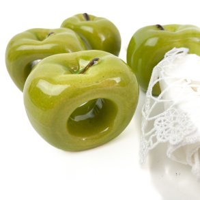 Vier grne Retro Apfel-Serviettenringe
