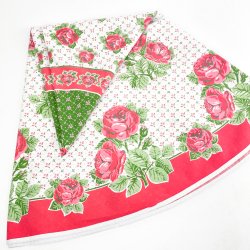 Geblmte Retro Tischdecke mit Rosen   150 cm