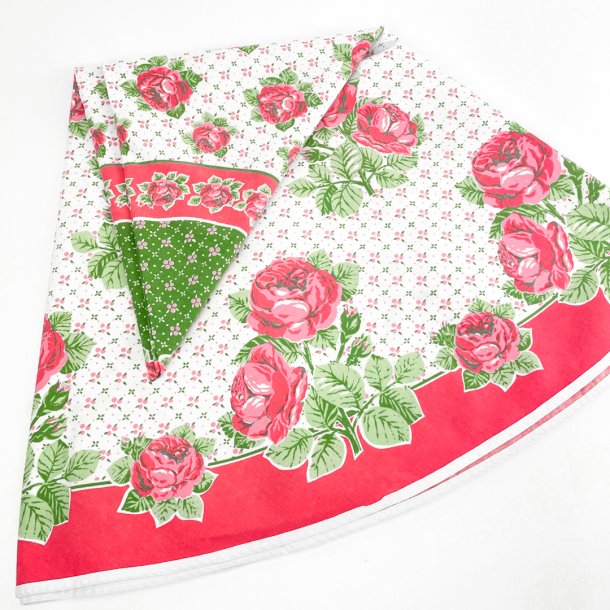 Rund retro dug med roser   150 cm