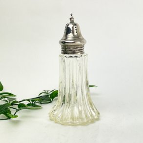 Vintage sukkerstr i glas med slv