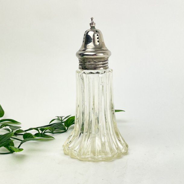 Vintage sukkerstr i glas med slv