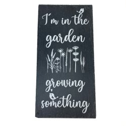 Schieferschild von MoodTiles  Ich bin im Garten 20x40cm