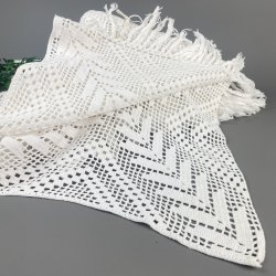 Hvidt hklet vintage sengetppe - enkeltseng