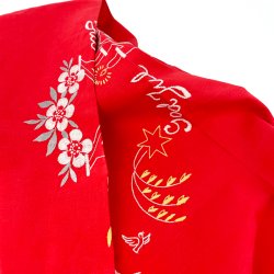 Broderet rd vintage juledug  100 cm