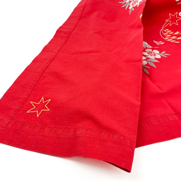 Broderet rd vintage juledug  100 cm