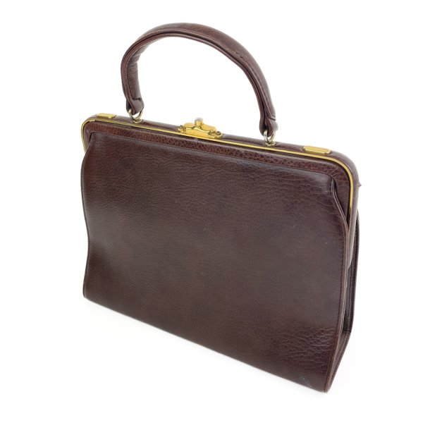 Brun vintage ldertaske Lady F.