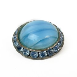 Vintage broche med bl� glassten