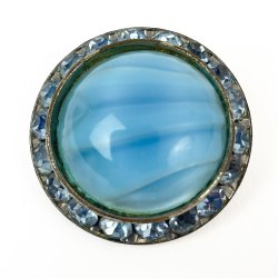 Vintage broche med bl� glassten