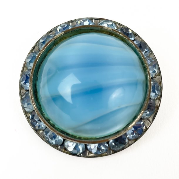 Vintage broche med bl glassten