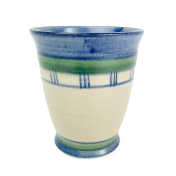 Blaues Vintage-Steingutbecher