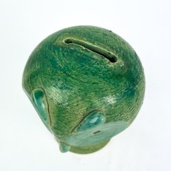 Gr�n retro spareugle i keramik