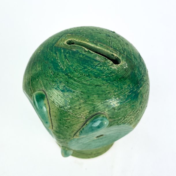 Gr�n retro spareugle i keramik