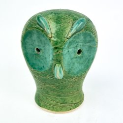 Gr�n retro spareugle i keramik