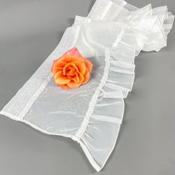 Hvid vintage gardinkappe med flsekant 