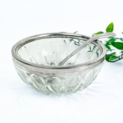 Vintage glassk�l med ske