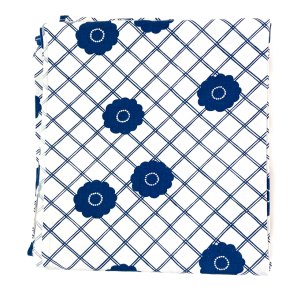 Smuk bl� retro dug med blomster � 270 cm