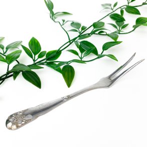 Antik minde p�l�gsgaffel i s�lvplet