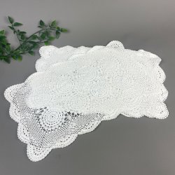 Fire hvide hklede vintage dkkeservietter