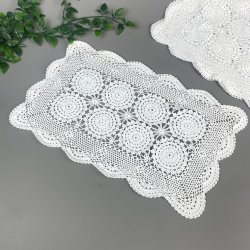 Fire hvide hklede vintage dkkeservietter