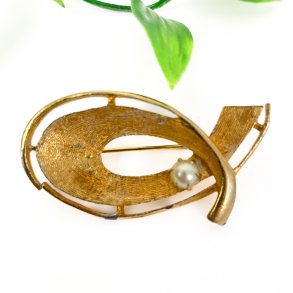 Vintage Brosche mit Perle