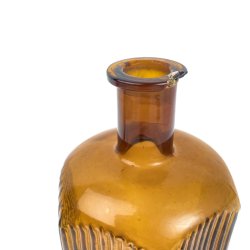 Antik apotekerflaske i ravfarvet glas med lg