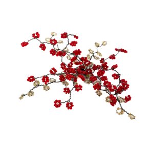 Vintage Brosche mit roten Glasperlen