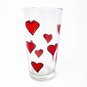 Retro glas med rde hjerter