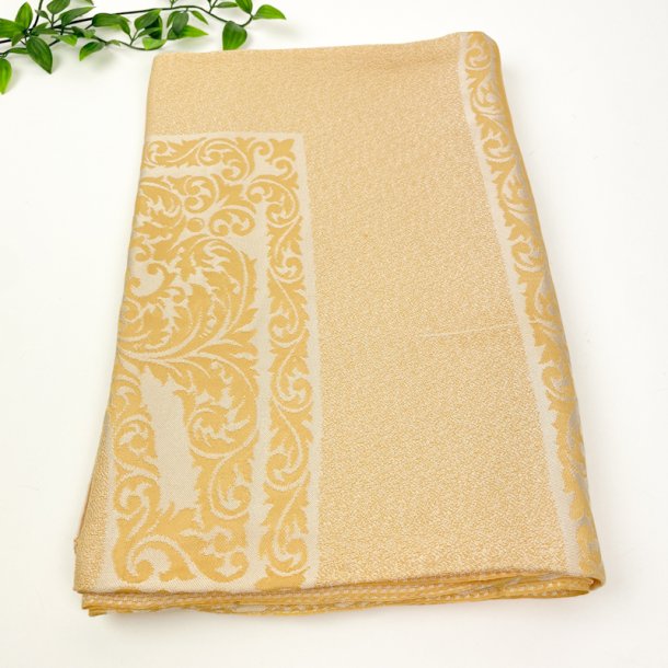 Smuk pastelgul vintage damaskdug � 170 cm
