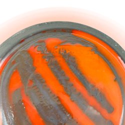 Orange handgedrehte Keramikschssel mit Deckel  C. Lundby