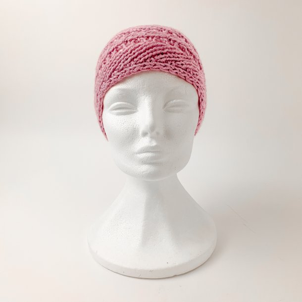 Nyt h�ndstrikket, rosa pandeb�nd i uld