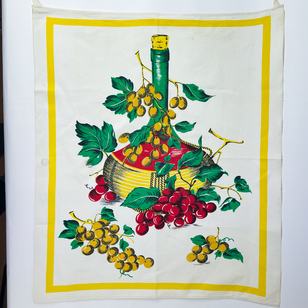 retro viskestykke med print Linned - Art Antik & Vintage