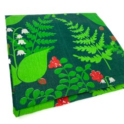 Grne Retro Tischdecke mit Waldmotiv  190 cmx