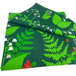 Grne Retro Tischdecke mit Waldmotiv  190 cmx