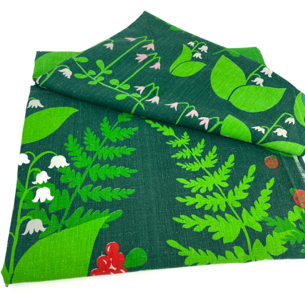 Grne Retro Tischdecke mit Waldmotiv  190 cmx