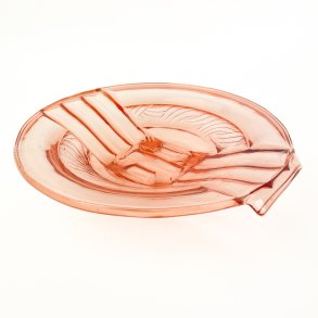 Rosa Art Deco Glasplatte aus Pressglas