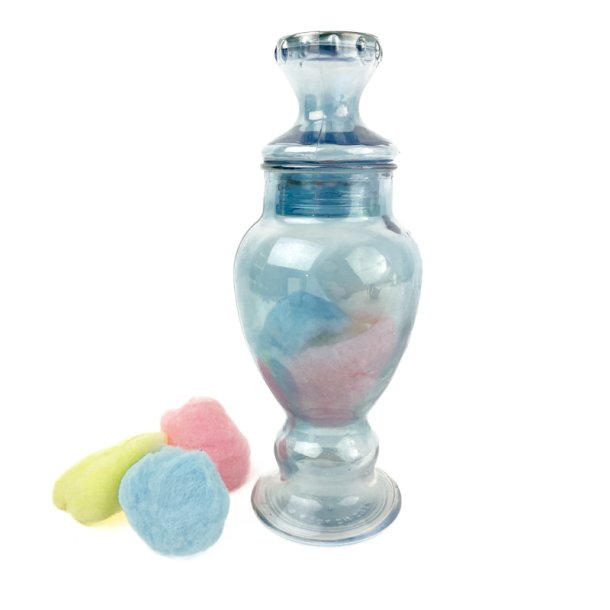 Hellblaue Vintage-Glasdose mit Deckel