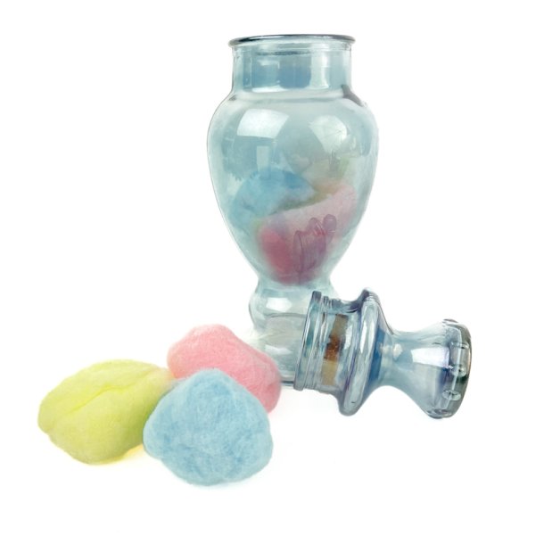 Hellblaue Vintage-Glasdose mit Deckel